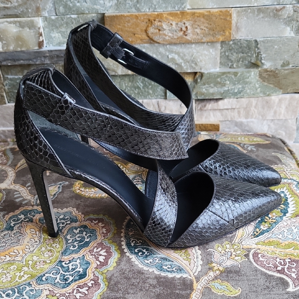 Alexander Wang Dark Grey Snakeskin Heels